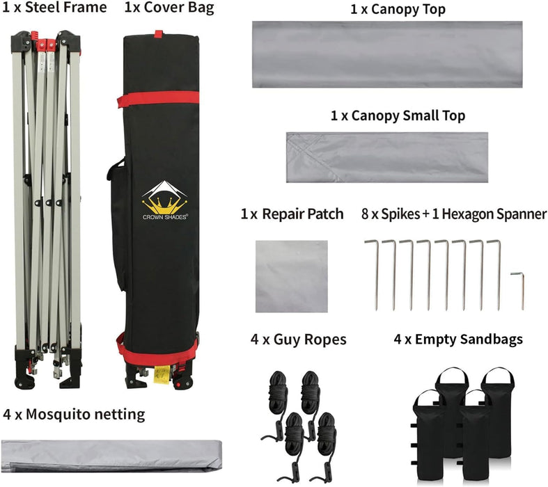 13X13 Pop up Gazebo, Patented One Push Outoor Canopy Tent with Wheeled Sto-N-Go Cover Bag, Pop up Canopy with Netting for Patio, Party, Backyard (13X13, Grey)