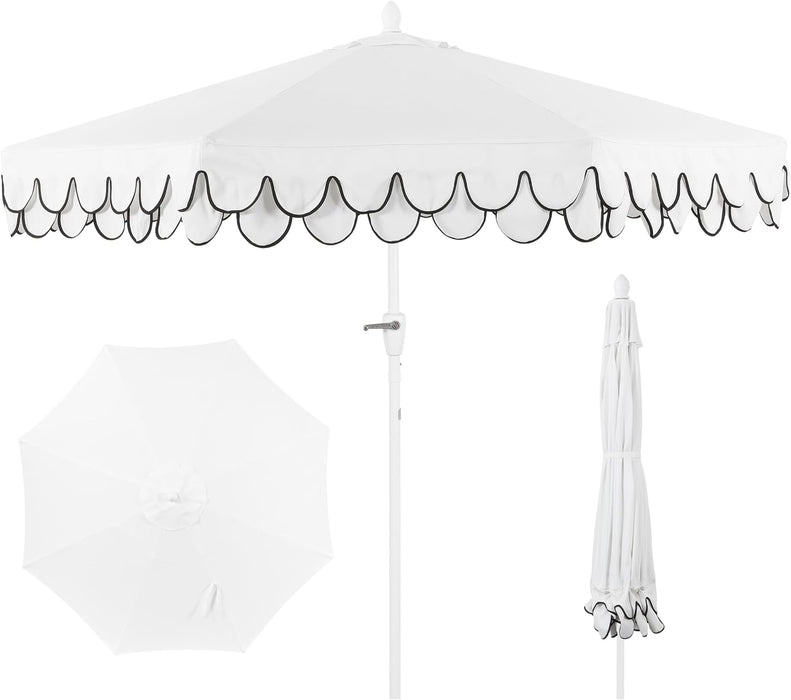 Tracy 9' Scalloped Market Patio Umbrella, White
