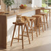 Backless Counter Height Bar Stools Set of 2, 24’’ Rustic Farmhouse Wooden Saddle Stools Ergonomic-Seat Bar Chairs, Bar Height Barstools for Kitchen Counter Island, Brown