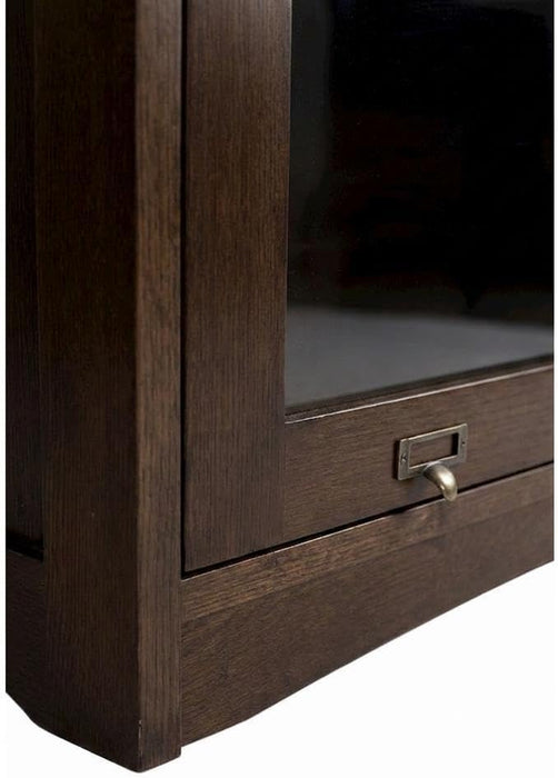Solid Oak Wood Barrister Bookcase with Glass Doors, Mission-Style Tall Bookshelf for Home Office, Walnut