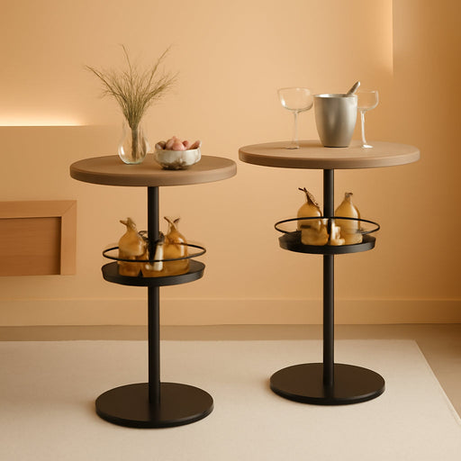 RoundIndustrialBarTableSetTwoWithIntegratedLEDIllumination