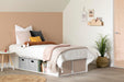 Flexible Platform Bed with Baskets Pure White, Contemporary