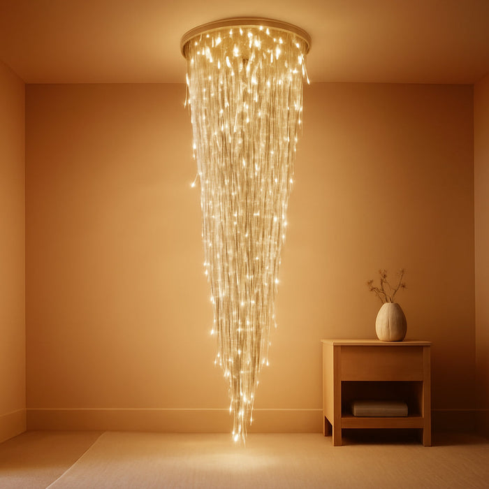D40'' X H120'' Crystal Chandelier High Ceiling Chandeliers for Entryway Large Raindrop Chandeliers LED Dimmable Flush Mount Light Fixtures for Staircaes Foyer Hallway Living Room Bulbs Included Gold