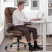 Executive Office Chair-Ergonomic Computer Desk Chair, High Back Leather Chair with Padded Flip-Up Arms, Swivel Home Office Chair Upgraded Caster, Brown