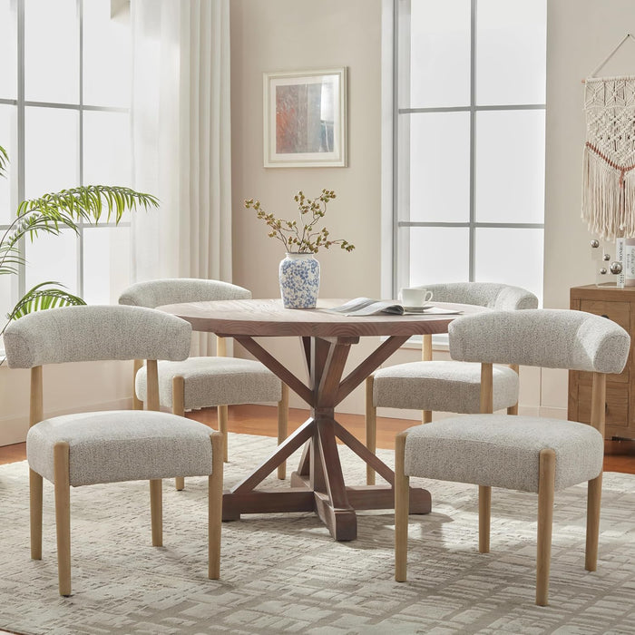 Wooden Dining Chairs Set of 4 with Rubberwood Legs, Curved Backrest