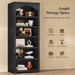 80.9 in Tall Arched Bookcase, Vintage 6-Tier Black Bookshelf with Classic Roman Column Design & Open Shelves for Living Room, Kitchen, Black