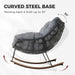 Outdoor Papasan Rocking Chair with Thick Cushion, Light Grey