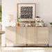 63" Sideboard Buffet Cabinet with 4 Doors and Adjustable Shelves, Fluted Storage Cabinet, Modern Credenza Coffee Bar Wine Bar Table for Kitchen, Dining Room, Living Room,Beige