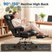 Big and Tall Office Chair,Heavy Duty Gaming Chair with Foot Rest and Wide Pocket Spring Cushion Reclining Height Adjustable for Home Office Work, Comfy Pu Leather Black-White