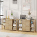 Filing Cabinet for Home Office, Fluted Wood File Cabinet with 2 Drawers Fit Letter/Legal/A4 Folders with Tabs, 43.3"W Printer Stand with Lock & 2 Power Outlets, 6 Storage Shelves (Natural Oak)