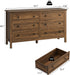 55Inch Walnut BedroomSuite Dresser Six Drawers Premium