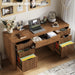 55Inch WalnutFinish Executive Desk With ChargingPort Unit