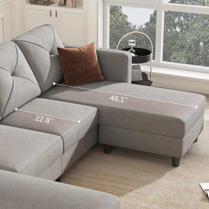 Light Gray U-Shaped Sectional Sofa with Chaise