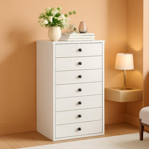 White UltraSlimline Dresser With 8 Drawer StorageCapacity