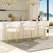 Modern Counter Height Bar Stools,Bar Stools Set of 3,PU Leather Upholstered Barrel Barstools with Backs,26" Kitchen Island Chairs,Metal Gold Frames,Support 480 Lbs,Beige White Leather