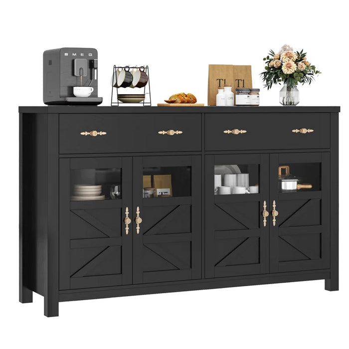 Nostrand 55.1"W Accent Cabinet with 3 Drawers and Adjustable Shelves