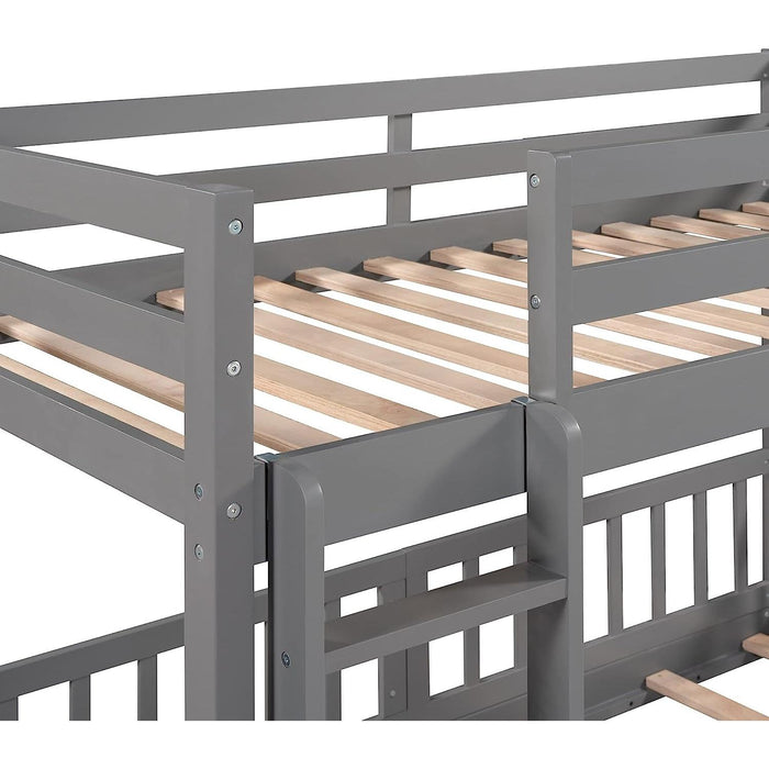 Gray Twin Bunk Bed with Slide and Ladder
