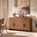 59" Sideboard Buffet Cabinet with Storage, 4 Doors Cabinet, Dark Burl