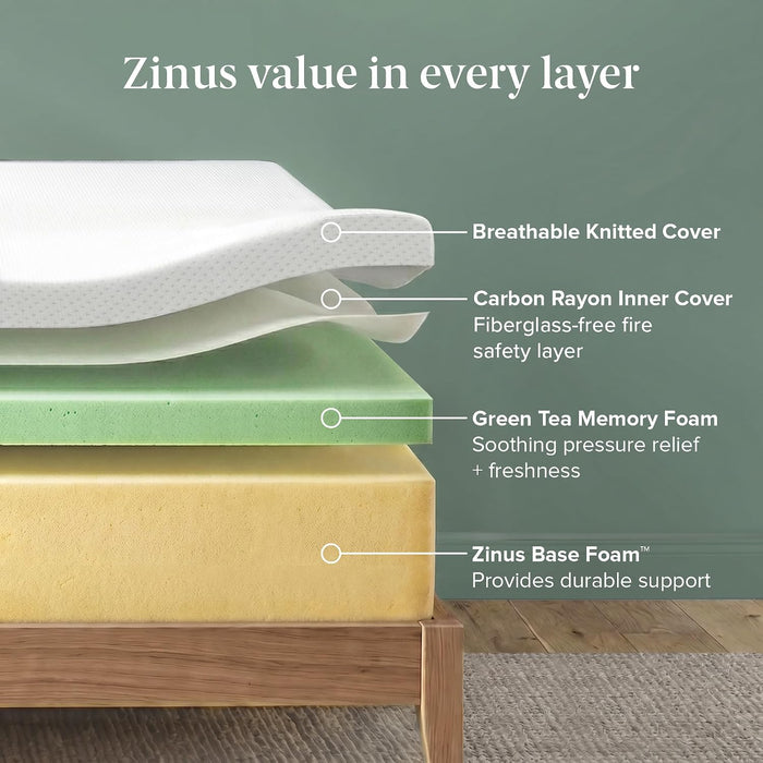 12 Inch Queen Green Tea Essential Memory Foam Mattress, Medium Feel