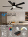 52 Inch Black Ceiling Fans with Lights, RGB Ceiling Fan with Remote and App,Flush Mount Low Profile, Dimmable 35W LED, Reversible, Smart Ceiling Fan for Bedroom Nursery Living Room Apartment