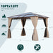 10X12 Gazebo, Hardtop Gazebo, Single Roof Pergolas Metal Aluminum Frame UV 50+ Outdoor Canopy with Mosquito Netting and Curtains, Outdoor Shelter for Garden, Lawn, Backyard