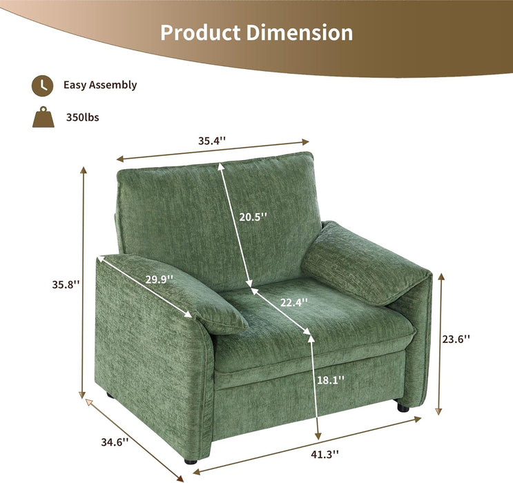 Green Luxurious Oversized Armchair With Deep Cushions