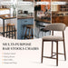 Bar Stools Set of 2, Counter Height Barstools with Back, Mid Century Modern Upholstered, with Wood Legs for Kitchen Island Dining Room, Camel