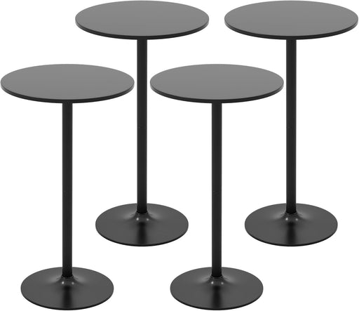 4-Pack 2-In-1 Bar Table with Detachable Pole, Heavy-Duty Metal Base, 24" round Top, 40"/22" Two Convertible Height, Cocktail Pub Table for Dining Room, Restaurant, Kitchen, Black