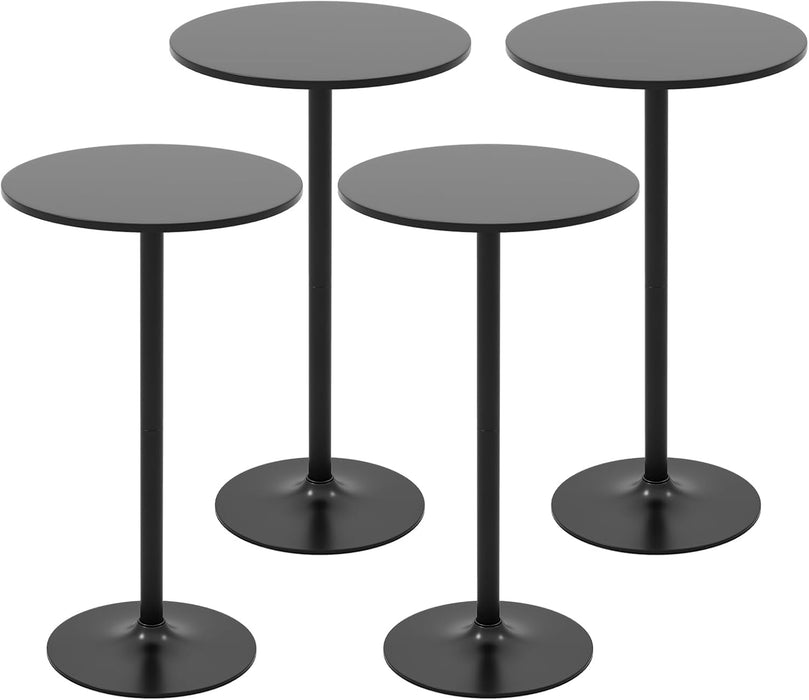 4-Pack 2-In-1 Bar Table with Detachable Pole, Heavy-Duty Metal Base, 24" round Top, 40"/22" Two Convertible Height, Cocktail Pub Table for Dining Room, Restaurant, Kitchen, Black