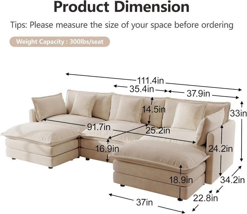 Modular Sectional Sofa Light Coffee Deluxe Configuration