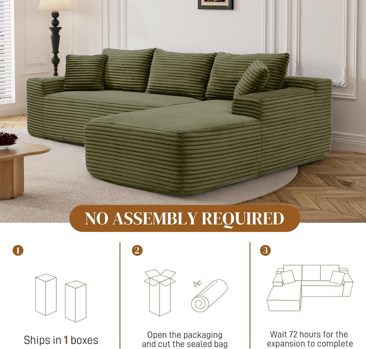 95 Inch Boneless Cloudlike Sectional Sofa MemoryFoam