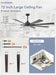 72 Inch Large Ceiling Fans with Lights and Remote, Indoor/Outdoor Black Modern Ceiling Fan for Kitchen Living Room Patio, 6 Speed Reversible Quiet DC Motor, 3 CCT, Dual Finish 8 Blades