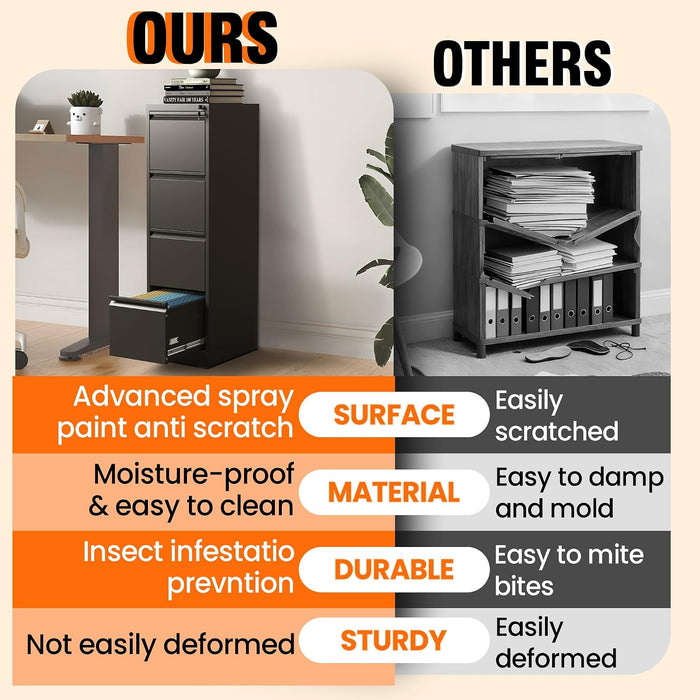4 Drawer File Cabinet with Lock,Vertical Filing Storage Cabinet