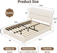Queen Upholstered Bed Frame, Beige Cloud Boucle Bed with Headboard