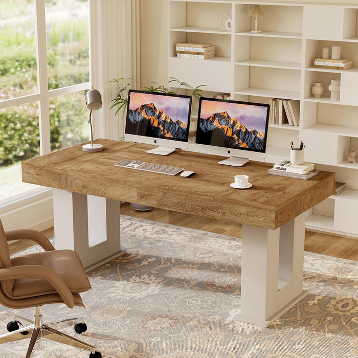 63 Inch Rectangular Executive Desk with Spacious Desktop