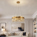Modern Crystal Chandelier, 12-Light Brass Gold K9 Crystal Raindrop Chandelier, Adjustable Height Lighting Fixture for Living Room Dining Room Bedroom Kitchen Island Entry Foyer D19.7 Inch