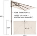 7.5’ by 4’ Half Rectangular Outdoor Patio Umbrella with Base Included, Perfect for Balcony, Garden, Deck