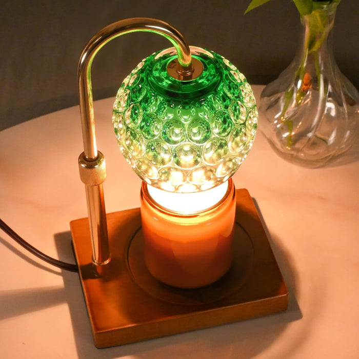Candle Warmer Lamp Timer - Christmas Gifts for Women Mom, House Warming Gifts New Home Decor Modern Farmhouse Decor, Glass Candle Warmer Wax Melt with 2 Bulbs Green