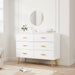 6 Drawer Dresser, Modern Wooden Chest of Drawers with Gold Handles, Deep Drawers for Bedroom, Living Room and Entryway, White