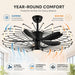 43-Inch Cage Ceiling Fan with Lights, Black Chandelier Style