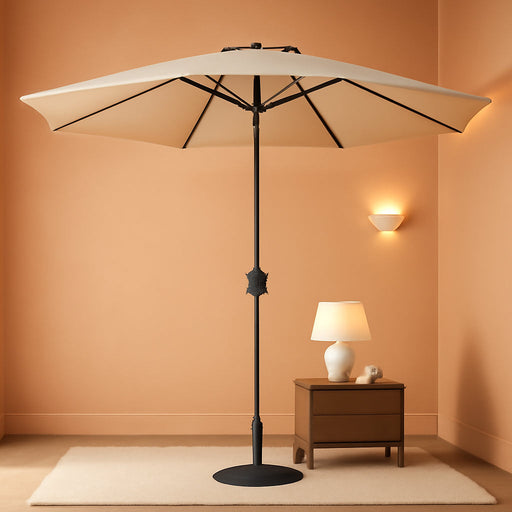 Yaheetech 9FT Patio Umbrella W/Push Button Tilt & Crank UPF 50+, Tan | Water-Resistant Fabric, UV Protection, Patio Table Umbrella, Adjustable Canopy, Yard Sun Shade for Garden, Deck, Yard, Pool
