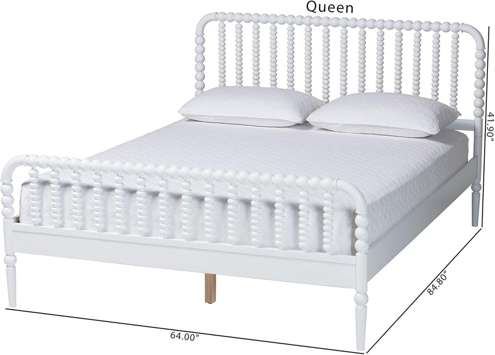 Lucera Bobbin Wood Platform Bed, Full, White