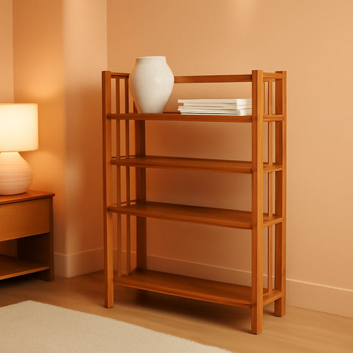 3-Shelf Stackable 27.5" Wide-Chestnut Fold Bookcase