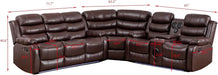 Faux Leather Living Room Set Modern Reclining Sectional Sofa with LED Light, USB Chargers, Sound System, 4Cup Holders, Hidden Storage, Brown