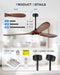 70 Inch Modern ABS Ceiling Fan with Lights and Remote, DC Motor Large Ceiling Fan, 3CCT Dimmable LED Indoor Outdoor Ceiling Fan for Living Room, Patio & Covered Porch, ZCCF08WD-70