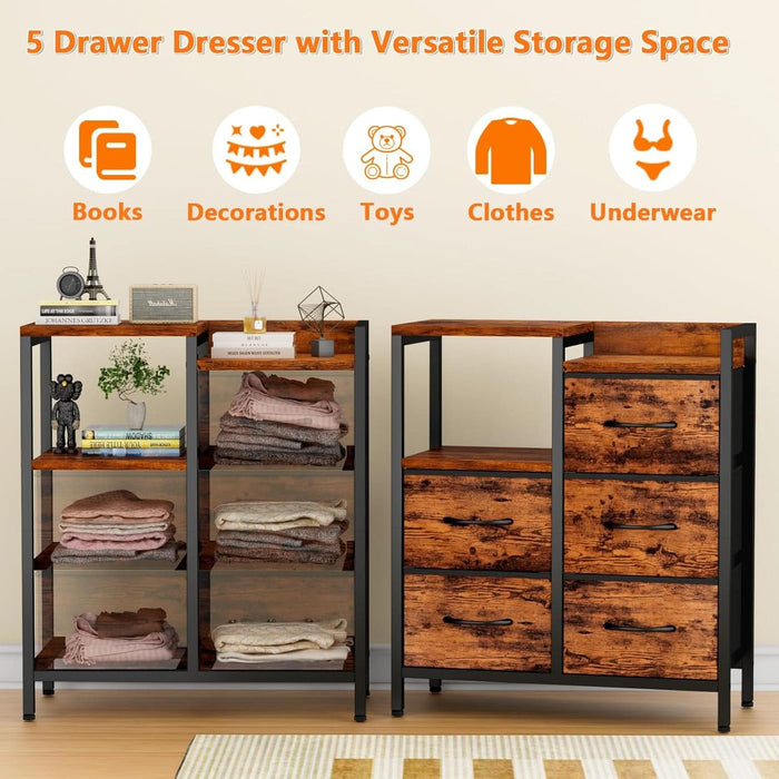 brown small dresser for bedroom Industrial Brown 4-Drawer Small Dresser with Shelf - Bed Bath & Beyond