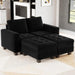 Velvet Modular Sectional Sofa Couch with Storage Convertible Sectional Sleeper Sofa Couch Bed Set with Reversible Chaise Black