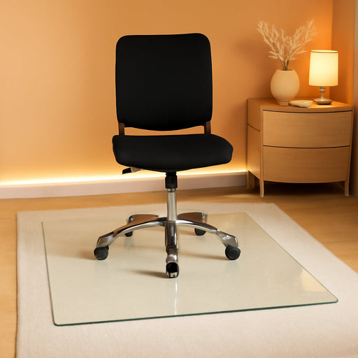 Office Chair Mat for Carpet - 36" X 46" Tempered Glass Floor Mat - for Office Chair on Carpet - 1/5" Thick Clear Computer Floor Mat with 4 Anti-Slip Pads