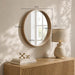 24 Inch Natural round Wood Mirror, Circle Wooden Frame Wall Mirror for Bathroom, Living Room, Bedroom, Entryway