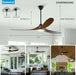 60 Inch Outdoor Ceiling Fan with Light-Glass Lamp, 3 Blade Wood Propeller Ceiling Fans with Lights and Remote Control for Patios, Exterior Damp Rated High CFM Ceiling Fans Modern Smart APP